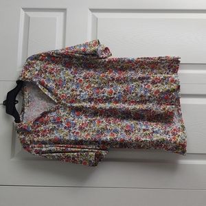 Cathy Daniels Sequined Floral Short Sleeve Shirt - Plus 1X - EUC